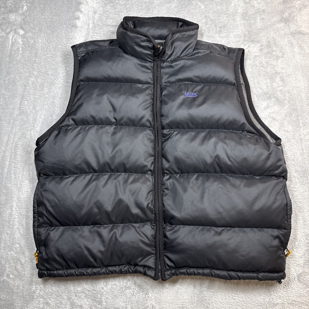 Eddie Bauer EBTEK Down Puffer Vest Men XL Black Zip Pockets Gorp Tech